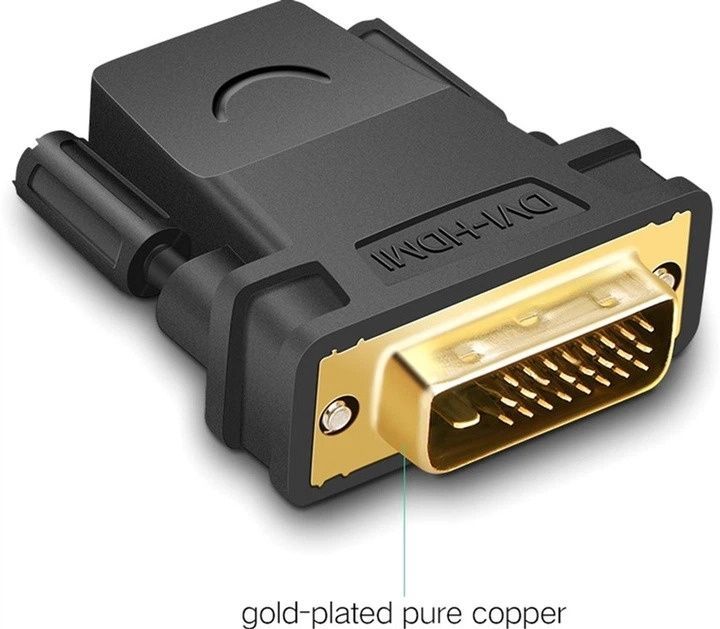 Адаптер UGREEN 20124 DVI 24+1 Male to HDMI Female Adapter (Black) (UGR-20124)