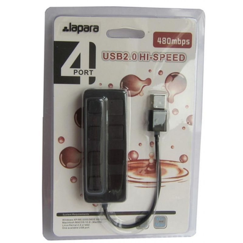 Хаб с выключателем 4-х портовый Lapara LA-SLED4 Black (LA-SLED4 Black)