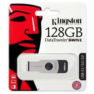 USB флеш накопичувач Kingston 128GB DT SWIVL Metal USB 3.0 (DTSWIVL/128GB)
