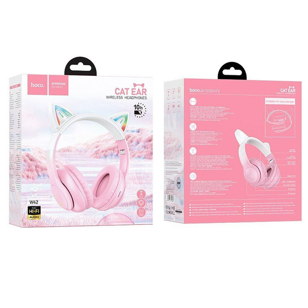 Наушники HOCO W42 Cat ears BT headphones Cherry Blossom (6931474795847)