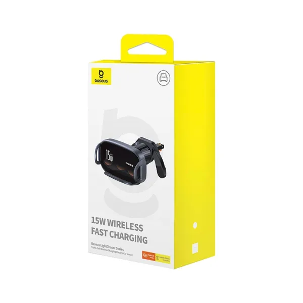 Автомобильный держатель с БЗУ Baseus LightChaser Series Triple-Coil Wireless Charging Electric Car Mount Cluster Black (C40355901111-00)