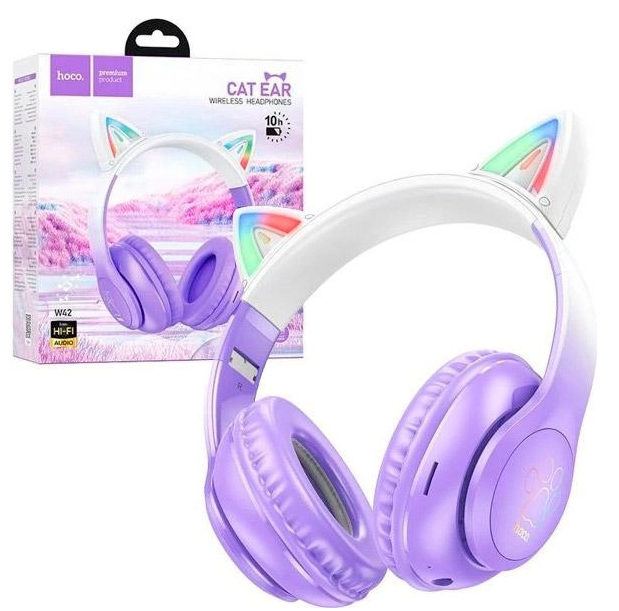 Навушники Hoco W42 Cat Ears Purple