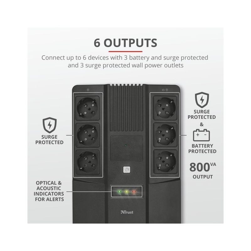 Пристрій безперебійного живлення Trust Maxxon 800VA UPS (23326)