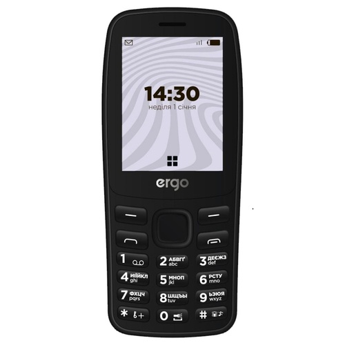 Мобільний телефон Ergo B241 Black, Чорний, 32 Mb, 32 Mb