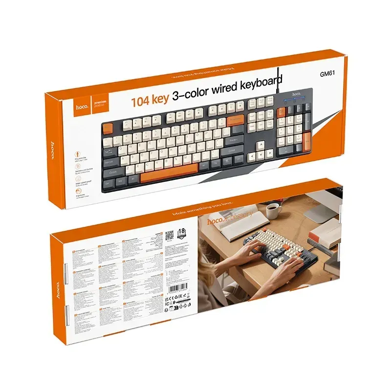 Клавіатура HOCO GM61 Murphy 3-color wired keyboard (Ukrainian version) Star Gray