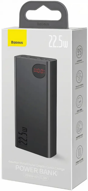 Повербанк Baseus Adaman Metal Digital Display 20000mAh 22.5W Black (PPAD070101)