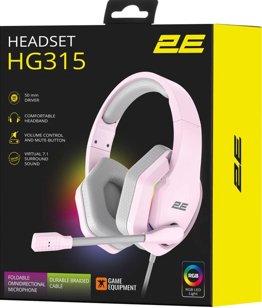 Ігрові навушники 2E Gaming HG315 RGB USB 7.1 Pink (2E-HG315PK-7.1)