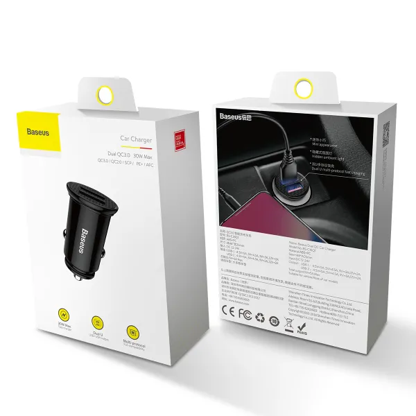 Автомобильное зарядное устройство Baseus Circular Plastic А+А 30W Black (CCALL-YD01)
