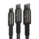 Кабель Baseus Tungsten Gold One-for-three Fast Charging Data Cable USB to M+L+C (CAMLTWJ-01)
