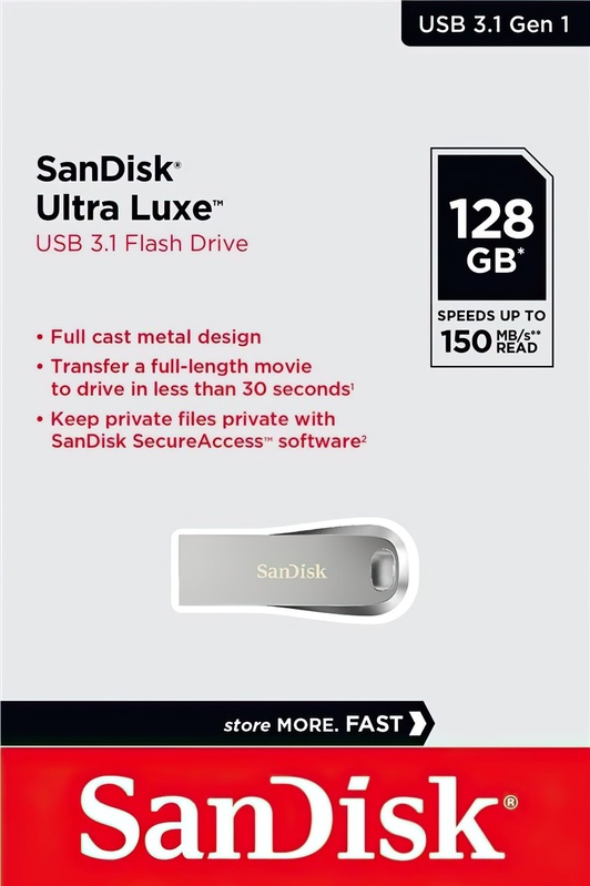 Флеш накоплювач USB 3.1 SanDisk Ultra Luxe 128Gb (150Mb/s)