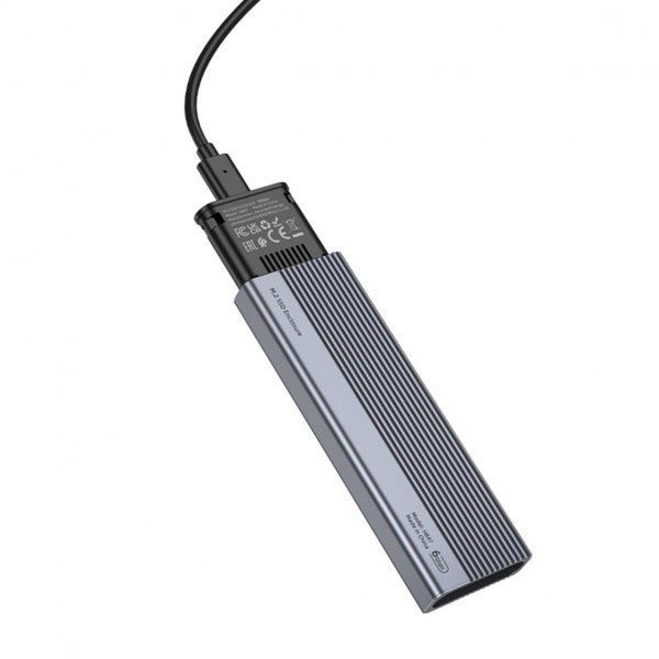 Наружный карман HOCO HB47 M.2 SSD Enclosure (USB3.1/6Gbps) Metal Gray (6942007632355)