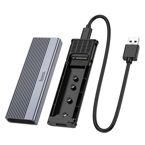 Наружный карман HOCO HB47 M.2 SSD Enclosure (USB3.1/6Gbps) Metal Gray (6942007632355)