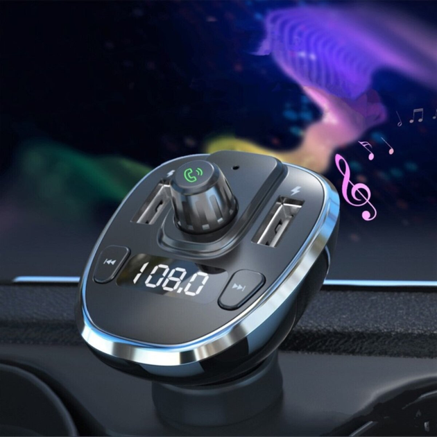 Автомобильное зарядное устройство для ESSAGER Dynamic Car Bluetooth MP3 Car Charger Sliver (ECCFM-DG10)