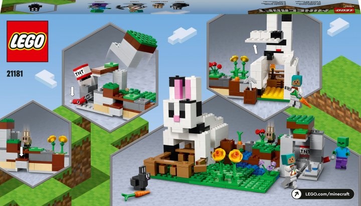 Конструктор LEGO Minecraft Кроличе Ранчо 340 деталей (21181)
