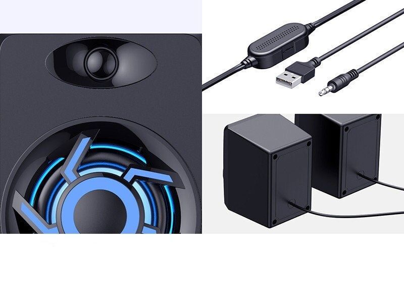 Колонки чорні, динаміки з підсвіткою HAVIT HV-SK706 USB