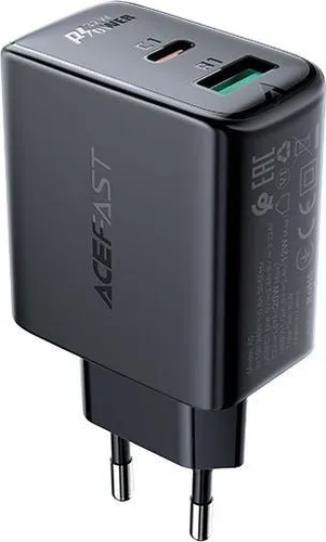 Мережевий зарядний пристрій ACEFAST A5 PD32W(USB-C+USB-A) dual port charger Black (AFA5B)