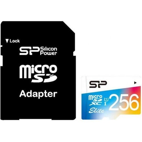 Карта памяти Silicon Power 256GB microSDXC class 10 UHS-I Elite Color (SP256GBSTXBU1V20SP)