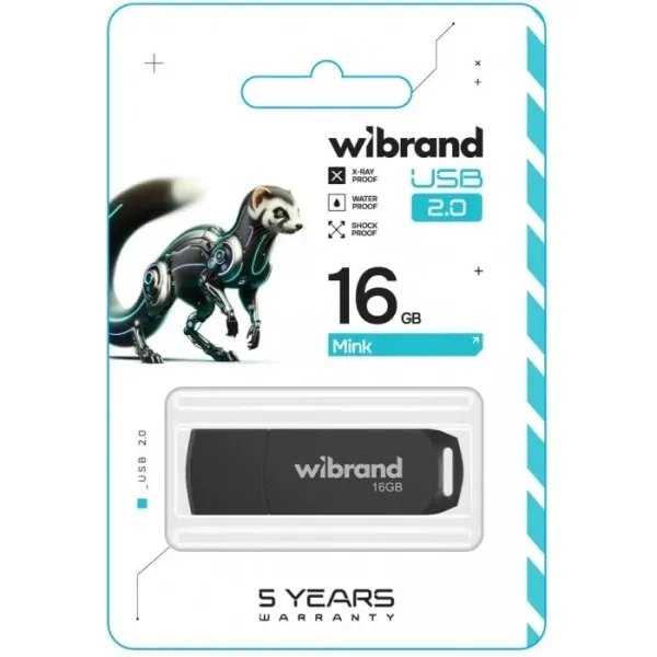 Флеш-накопичувач Flash Wibrand USB 2.0 Mink 16Gb Black (WI2.0/MI16P4B)