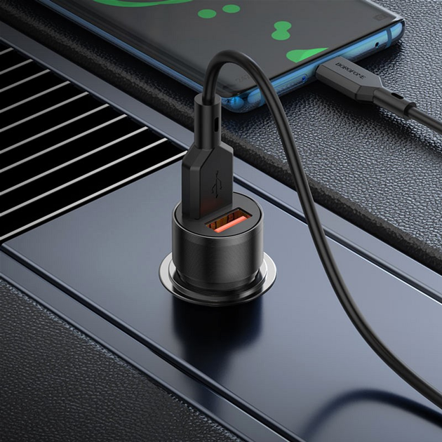 Автомобильное зарядное устройство BOROFONE BZ19 Wisdom dual port car charger Black (6974443387308)
