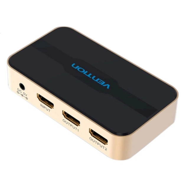 Сплиттер Vention 1 In 2 Out HDMI Splitter 4K 30Hz Gold Aluminum Alloy Type EU Standard (ACBG0-EU)
