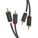 Аудиокабель UGREEN AV104 2RCA Male to 2RCA Male Cable 1m (Black)(UGR-30747)