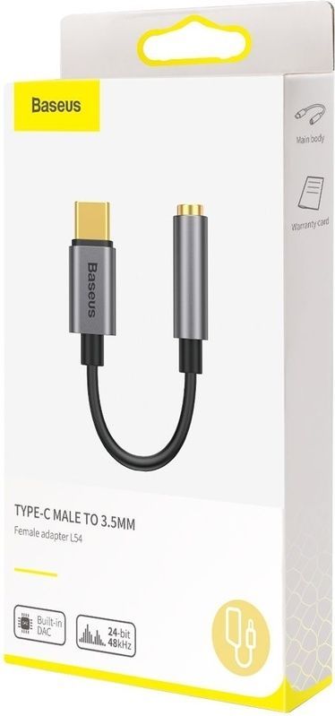 Кабель-переходник Baseus Type-C Male to 3.5mm Female Adapter L54 Black (CATL54-01)
