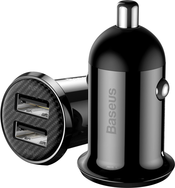 Автомобильное зарядное устройство Baseus Grain Pro Car Charger Dual USB 4.8A Black (CCALLP-01)
