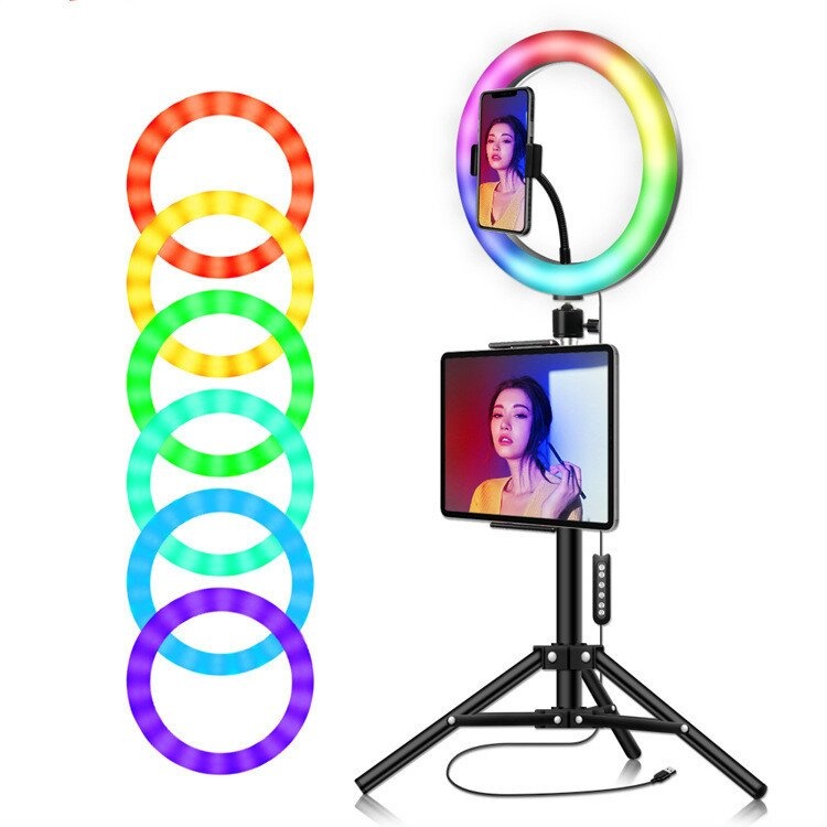 Разноцветная кольцевая лампа для фото ( Led кольцо 33см ) MJ33 RGB