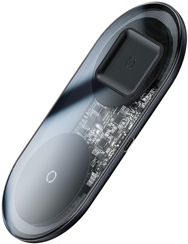 Бездротовий зарядний пристрій Baseus Simple 2in1 Wireless Charger 18W Max For Phones + Pods Transparent