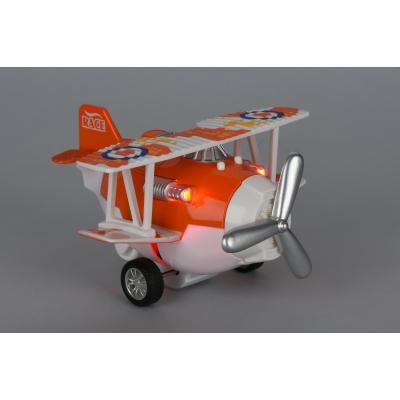 Літак металевий інерційний Same Toy Aircraft помаранчевий зі світлом і музикою (SY8012Ut-1)