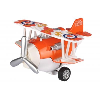 Літак металевий інерційний Same Toy Aircraft помаранчевий зі світлом і музикою (SY8012Ut-1)