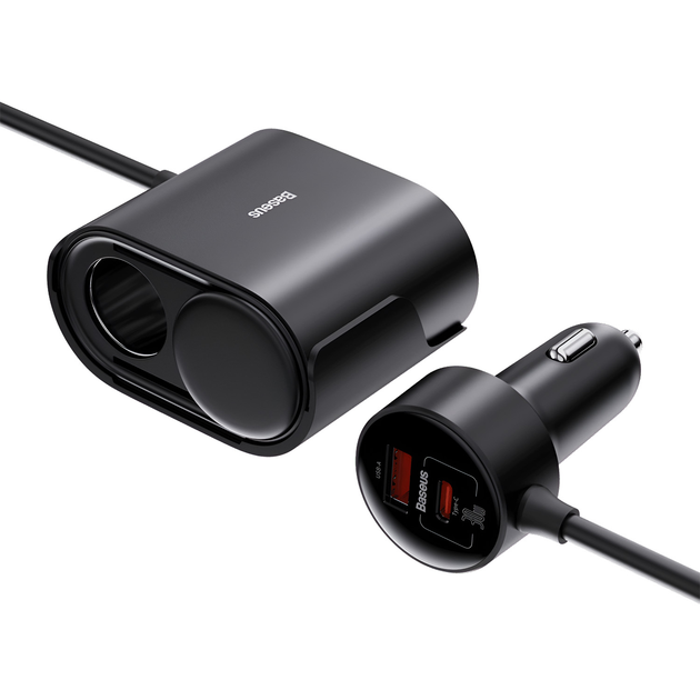 Автомобильное зарядное устройство Baseus High Efficiency Pro 1-for-2 Car Cigarette Lighter 30W Cosmic Black (C00455300121-00)