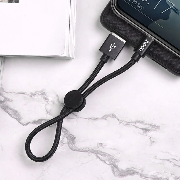 Кабель HOCO X35 USB to Type-C 3A, 0.25m, nylon, aluminum connectors, Black (6931474707451)