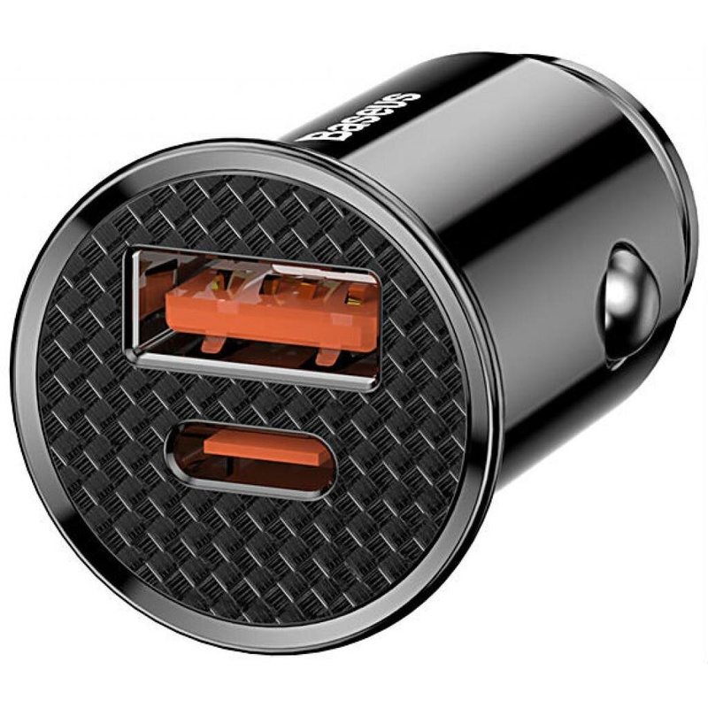 Автомобільний зарядний пристрій Baseus Circular Plastic USB, Type-C PD3.0, QC4.0, black (CCALL-YS01)