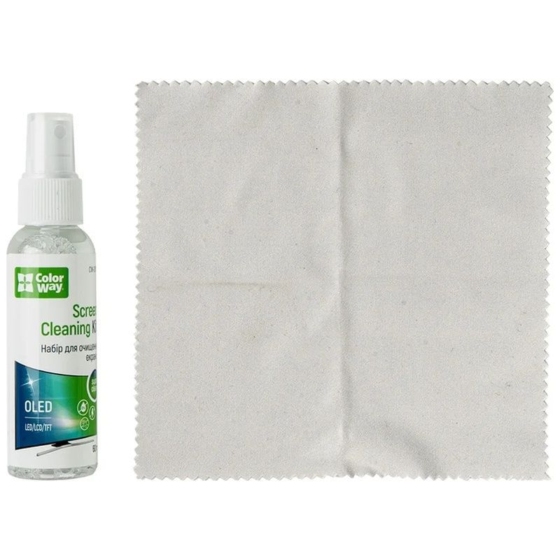 Спрей для очищення ColorWay Screens Cleaning Kit TV/OLED/LED/LCD 60ML + Microfibre (CW-2615)