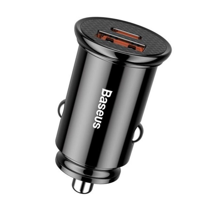Автомобильное зарядное устройство Baseus Circular Plastic USB, Type-C PD3.0, QC4.0, black (CCALL-YS01)