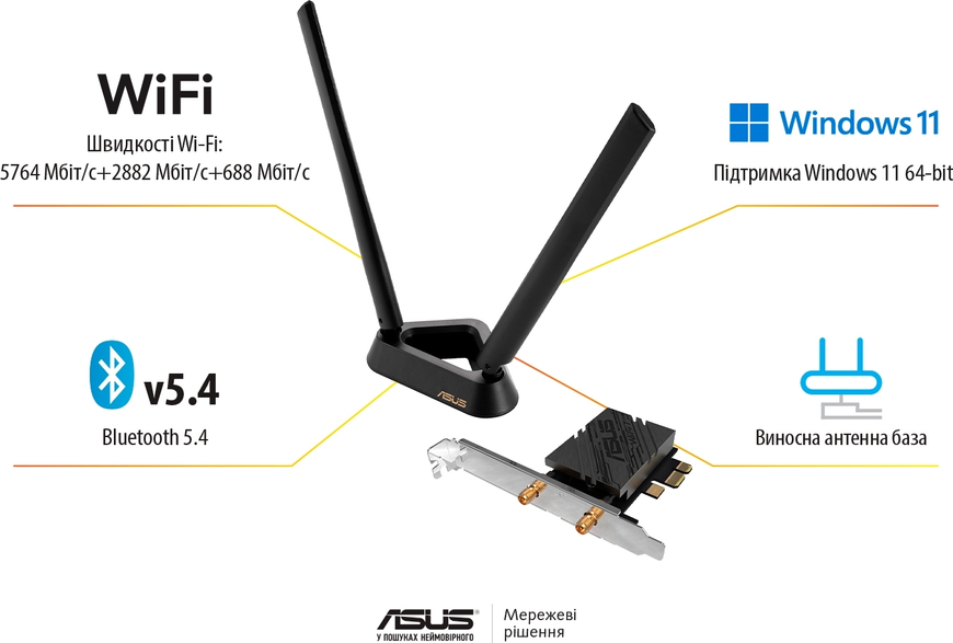 Wi-Fi/Bluetooth адаптер Asus PCE-BE92BT (90IG08U0-MO0B00)