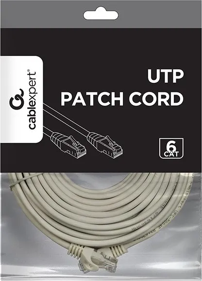 Патч-корд 15м Cablexpert PP6U-CU-15M, UTP, категория 6, литой, серый