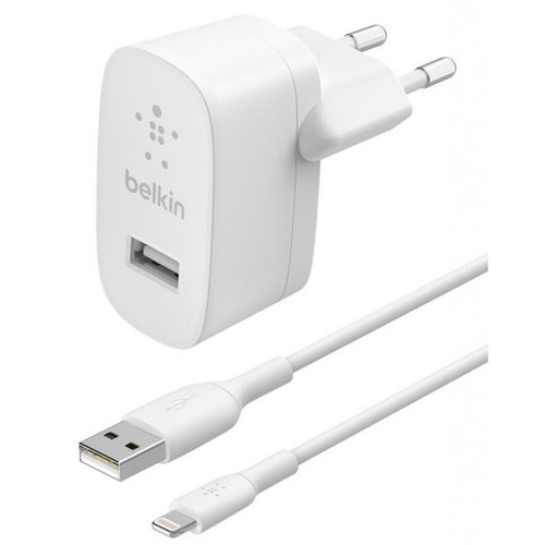 Зарядний пристрій Belkin 12W USB-A 2.4A, Lightning 1m, white (WCA002VF1MWH)