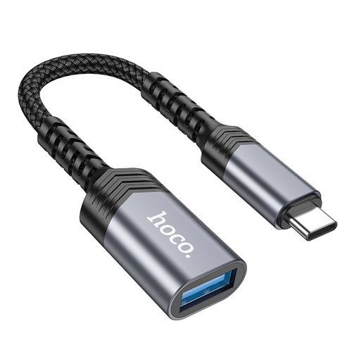 Кабель-переходник HOCO UA24 Type-C male to USB female 3.0 converter Metal Gray (6942007608848)