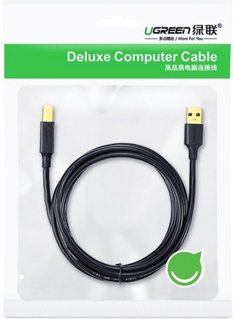 Кабель UGREEN US135 USB 2.0 AM to BM Print Cable 1.5m (Black)(UGR-10350)