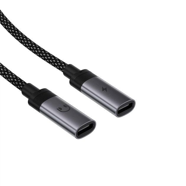 Перехідник ACEFAST J14 USB-C 2-in-1 charging audio adapter Black (6974316285823)