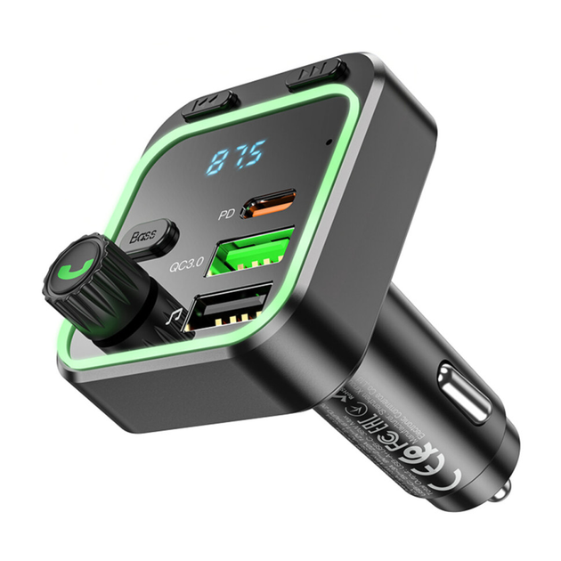 АЗУ с FM-модулятором BOROFONE BC53 Highway PD20W+QC3.0 car BT FM transmitter 18W Black (6941991108457)