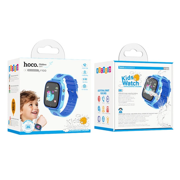 Детские cмарт-часы Hoco Y100 36mm SIM 2G 400 mAh IP65 Blue (6942007625630)