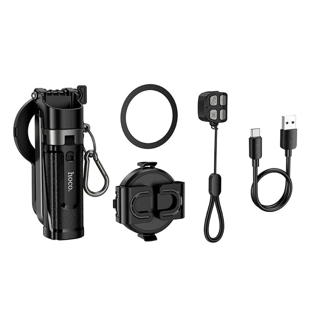 Селфі-монопод HOCO K27 Pro Magic mini live broadcast stand(pull clip+magnetic focusing version) Black (6942007668743)