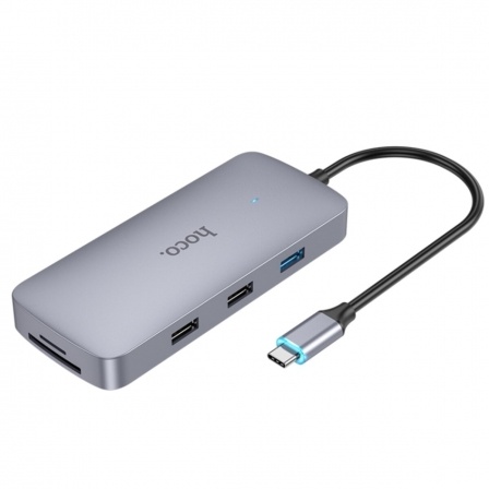 USB Hub адаптер Hoco HB32 Season Type-C 8-in-1 multi-function converter Metal (6931474791320)