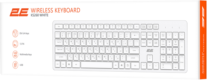 Клавиатура беспроводная 2E KS260 WL White (2E-KS260WWH_UA)
