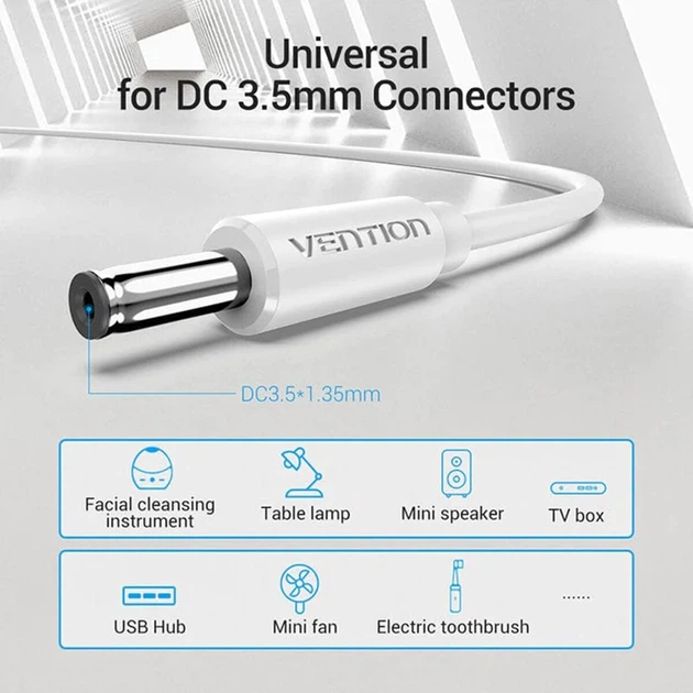 Кабель Vention USB to 3.5mm Barrel Jack 5V DC Power Cable Black 1m (CEXBF)