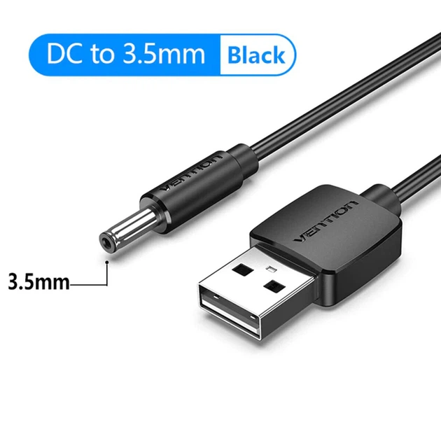 Кабель Vention USB to 3.5mm Barrel Jack 5V DC Power Cable Black 1m (CEXBF)