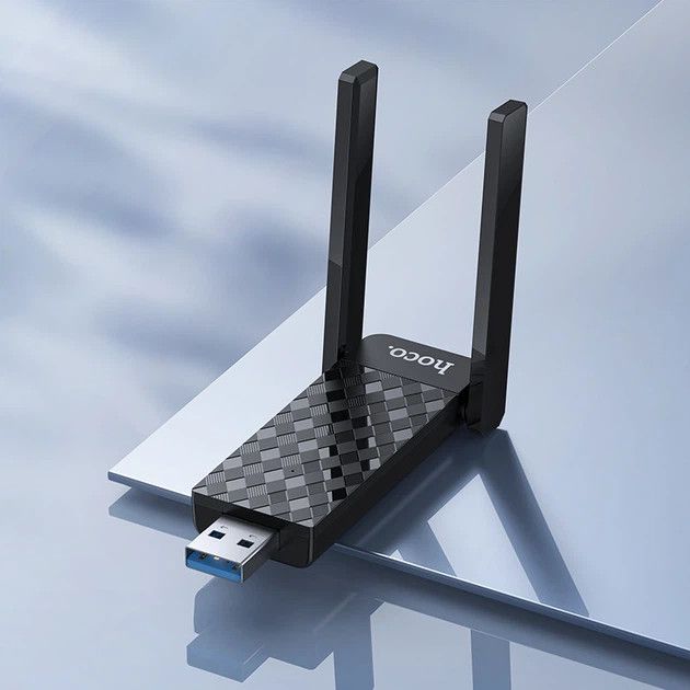 WiFi адаптер Hoco HI34 Dual-Band WiFi 6, 2.4Ghz, 5Ghz, 600 Мбіт/с, USB Black (6942007659680)